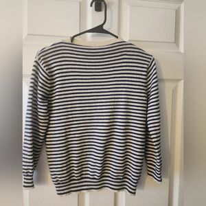 Demylee Navy and White Striped 100% Cashmere Women's Sweater
